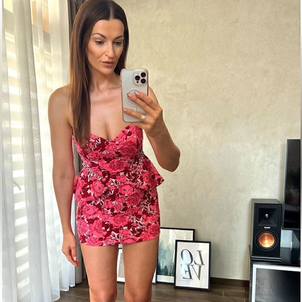 ZARA FLORAL JACQUARD DRESS - Picture 8 of 16